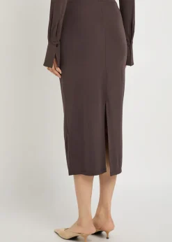 Matte stretch-jersey midi pencil skirt