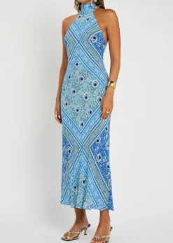 Maura patterned halter-neck chiffon midi dress