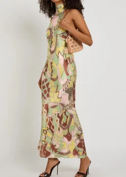 Maura printed satin midi dress