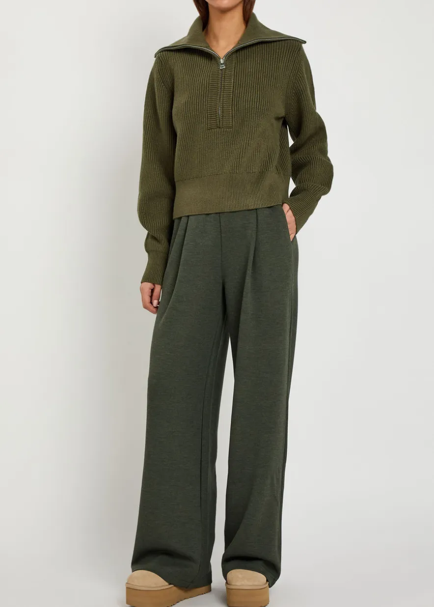 Maura ribbed half-zip knit sweatshirt