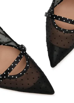 Maureen 100 polka-dot mesh mules