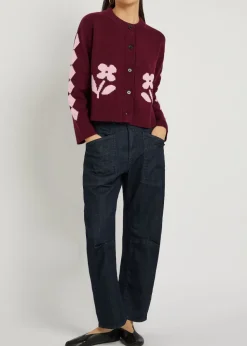 Mavie embroidered knit cardigan