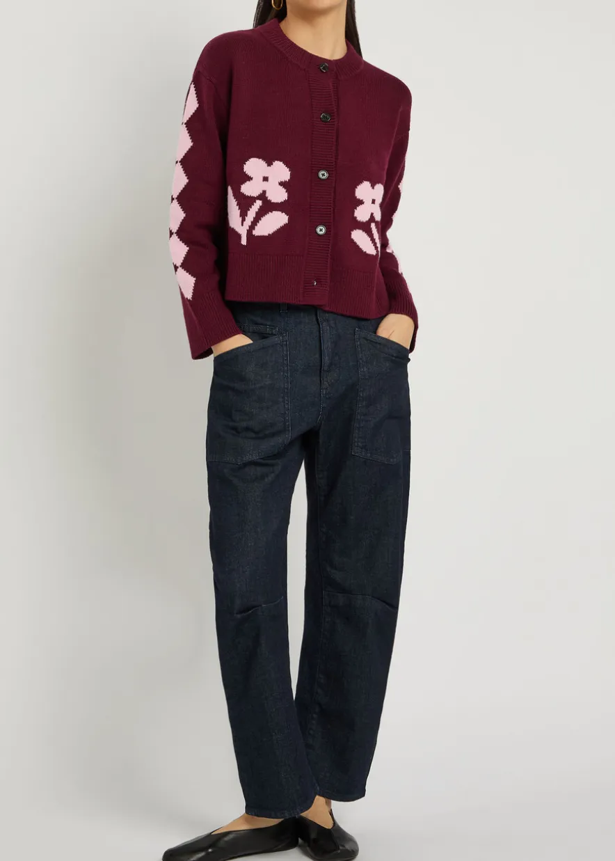 Mavie embroidered knit cardigan