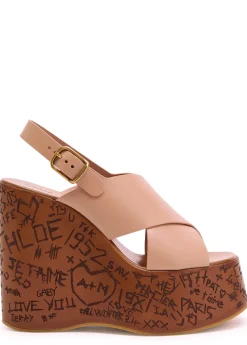 Maxime leather platform wedge sandals