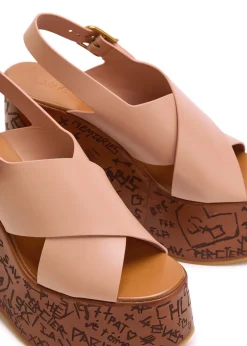 Maxime leather platform wedge sandals