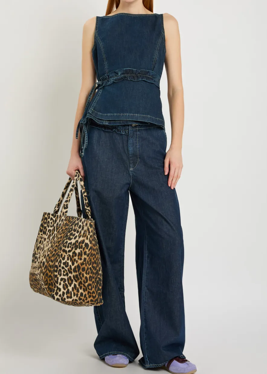 Maxime ruffled denim top