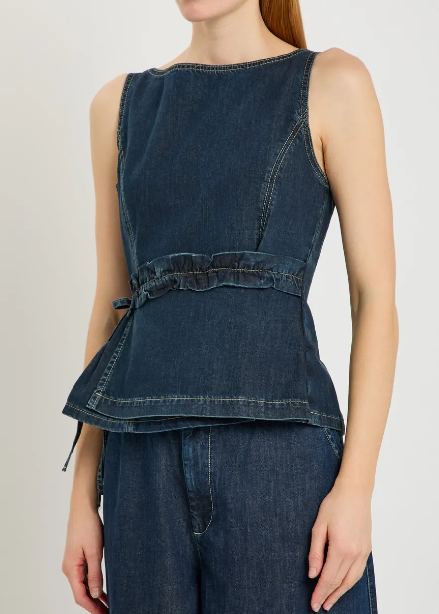 Maxime ruffled denim top