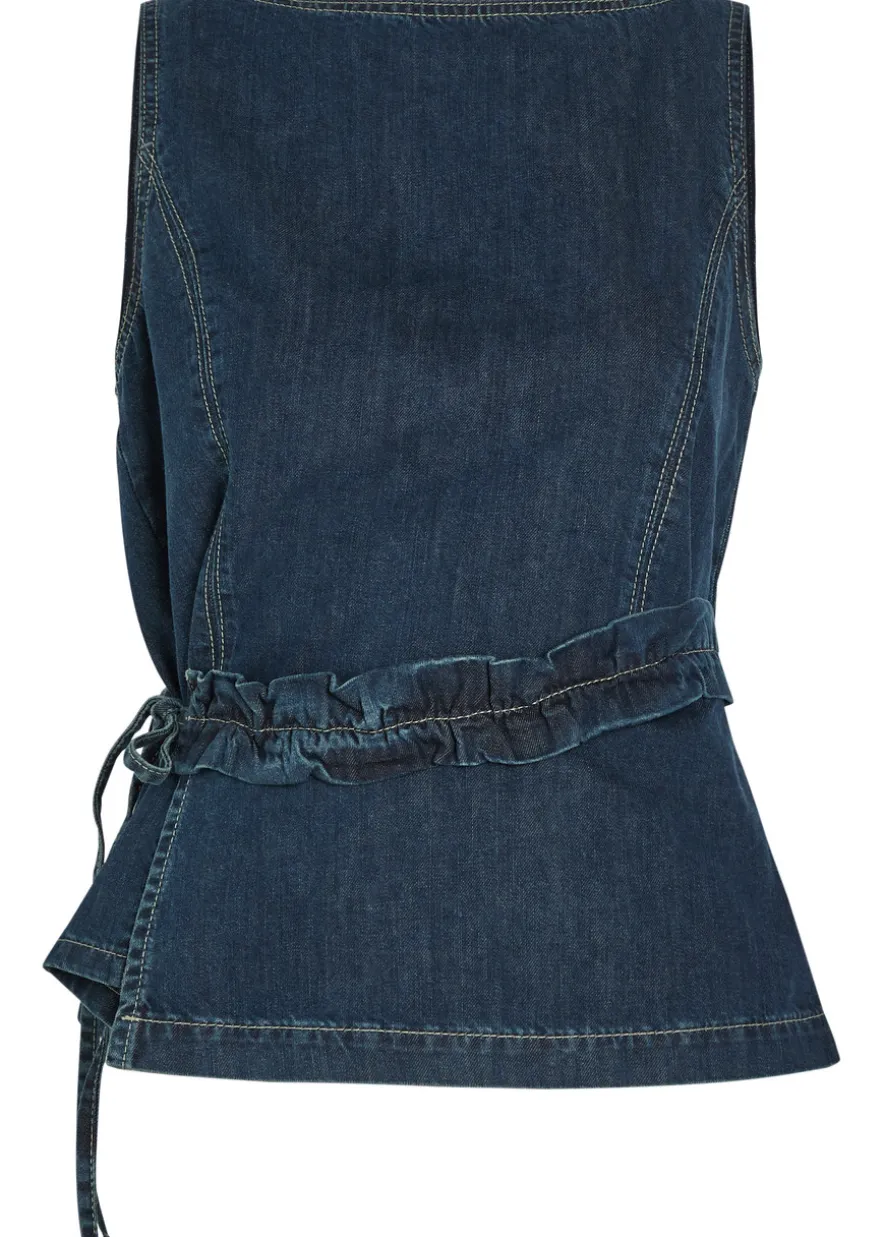 Maxime ruffled denim top