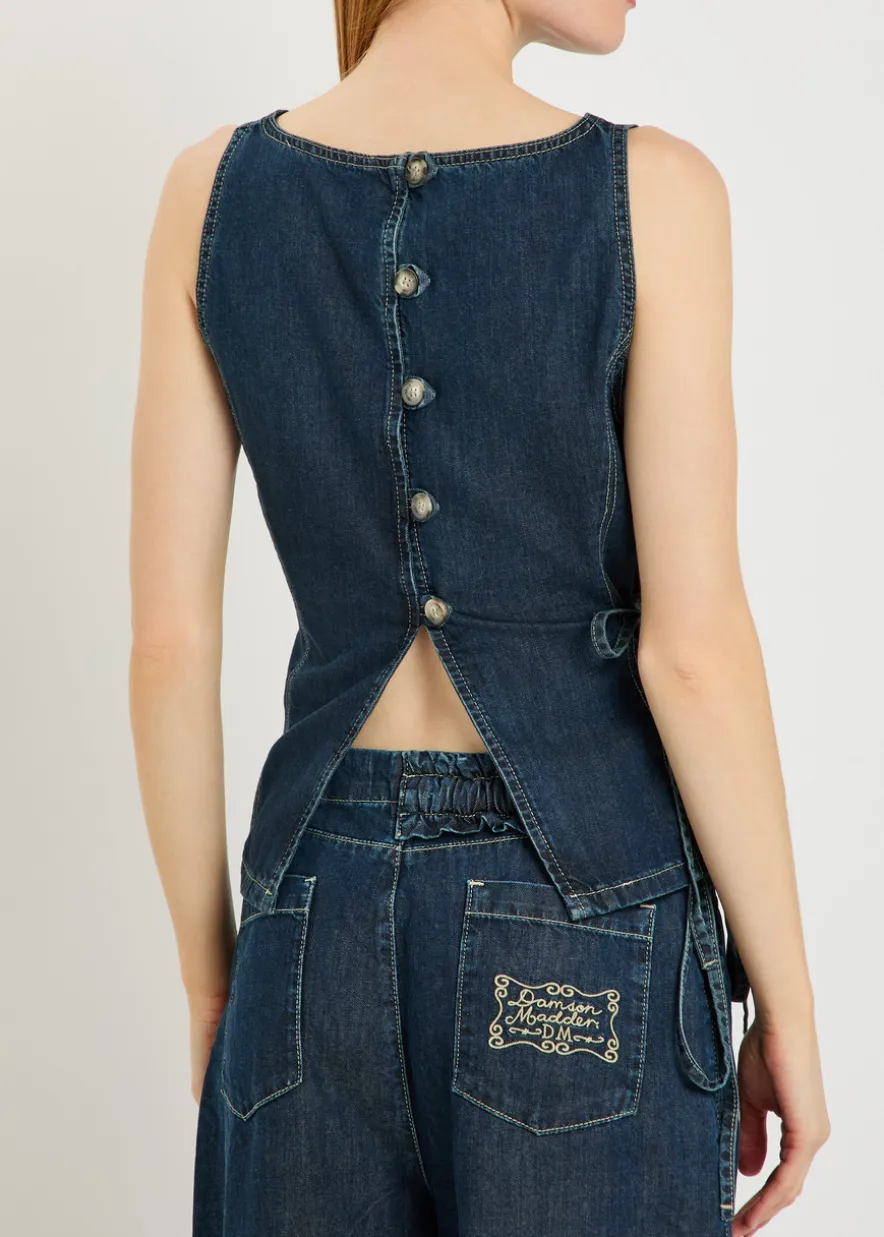 Maxime ruffled denim top