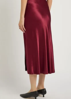 Maya side split satin skirt