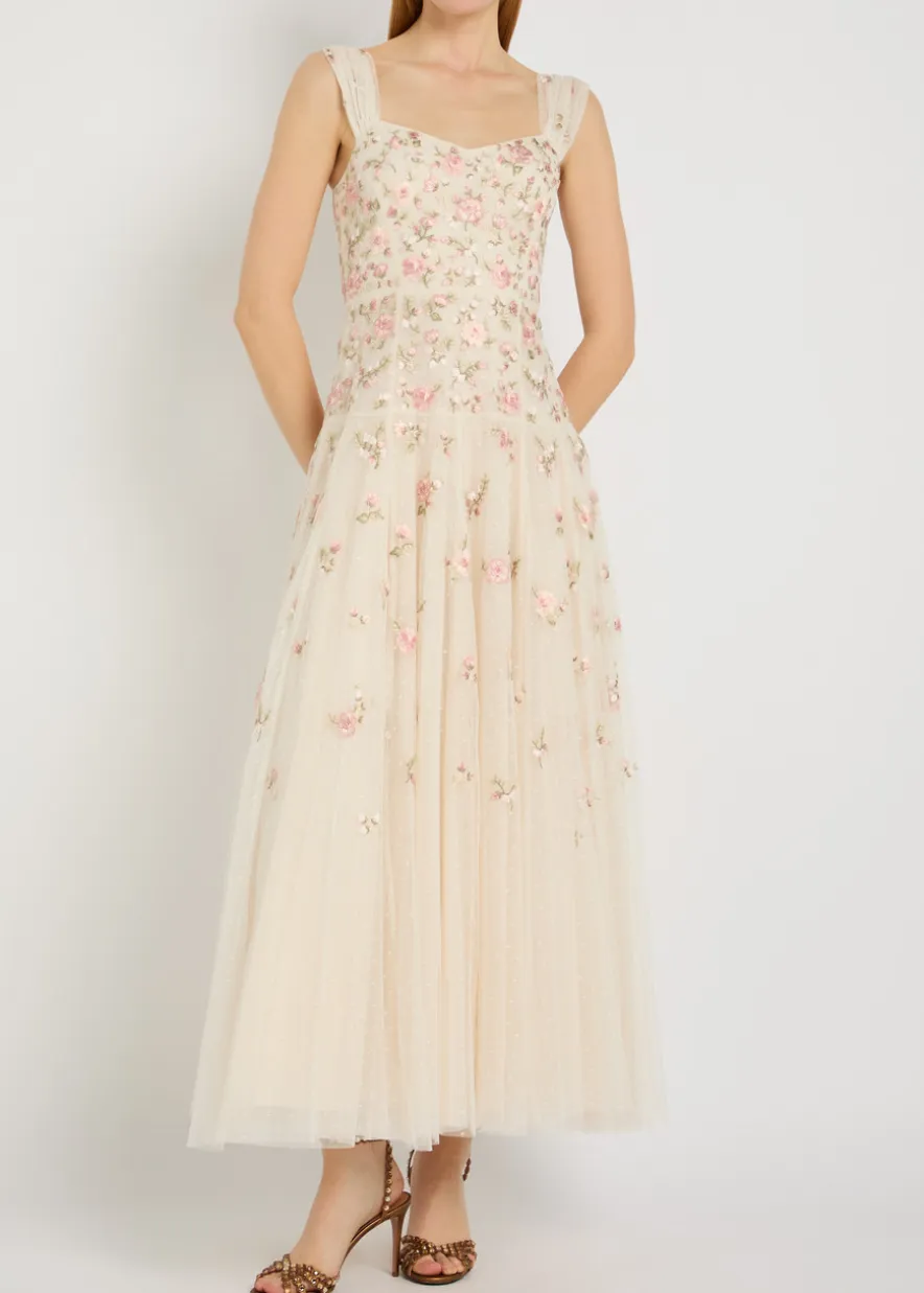 Mayflower Ditsy floral-embroidered tulle gown