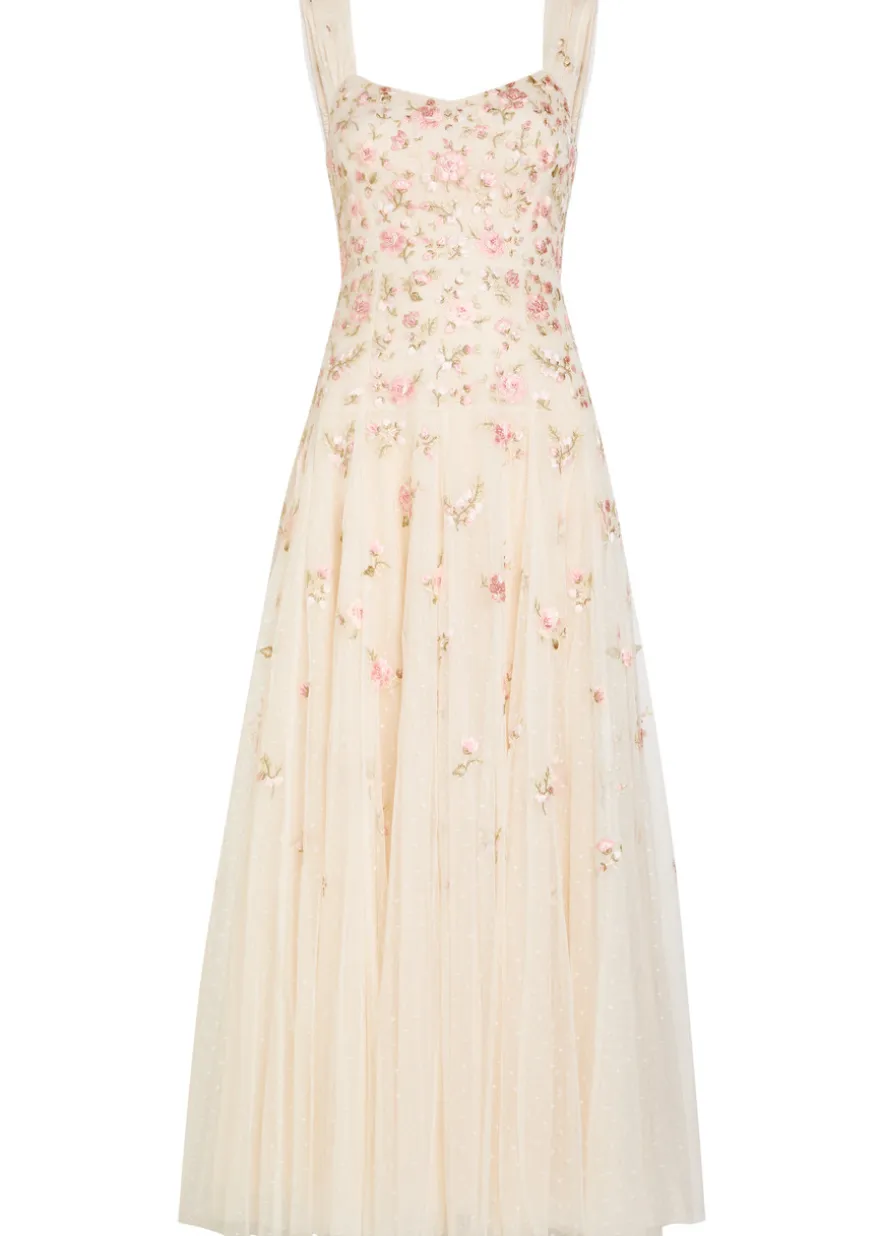Mayflower Ditsy floral-embroidered tulle gown