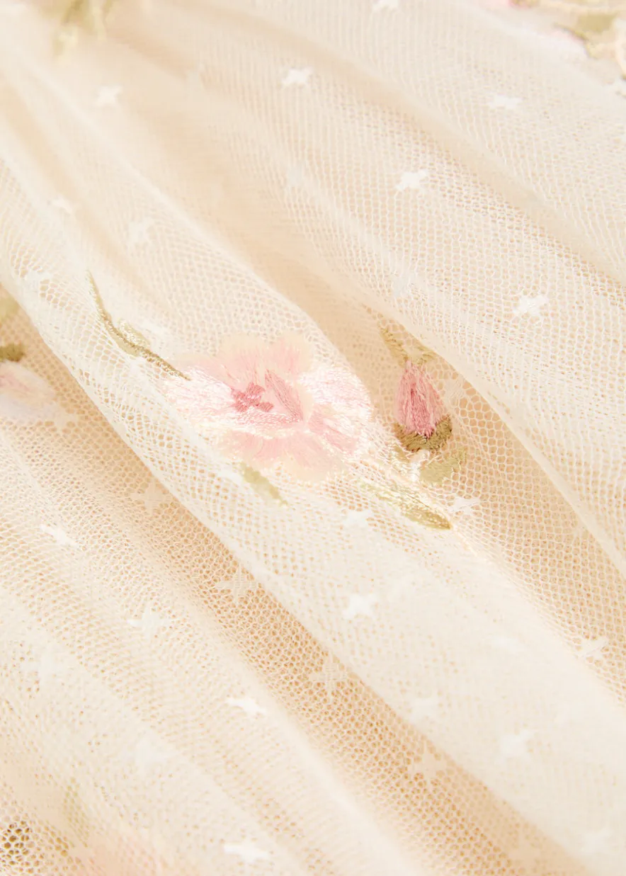 Mayflower Ditsy floral-embroidered tulle gown