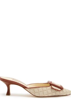 Maysalebi 50 raffia and leather mules