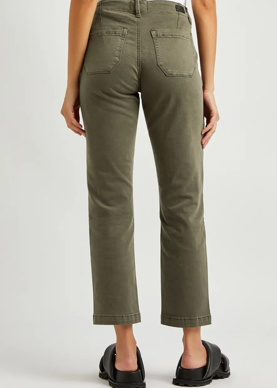 Mayslie green straight-leg tapered jeans