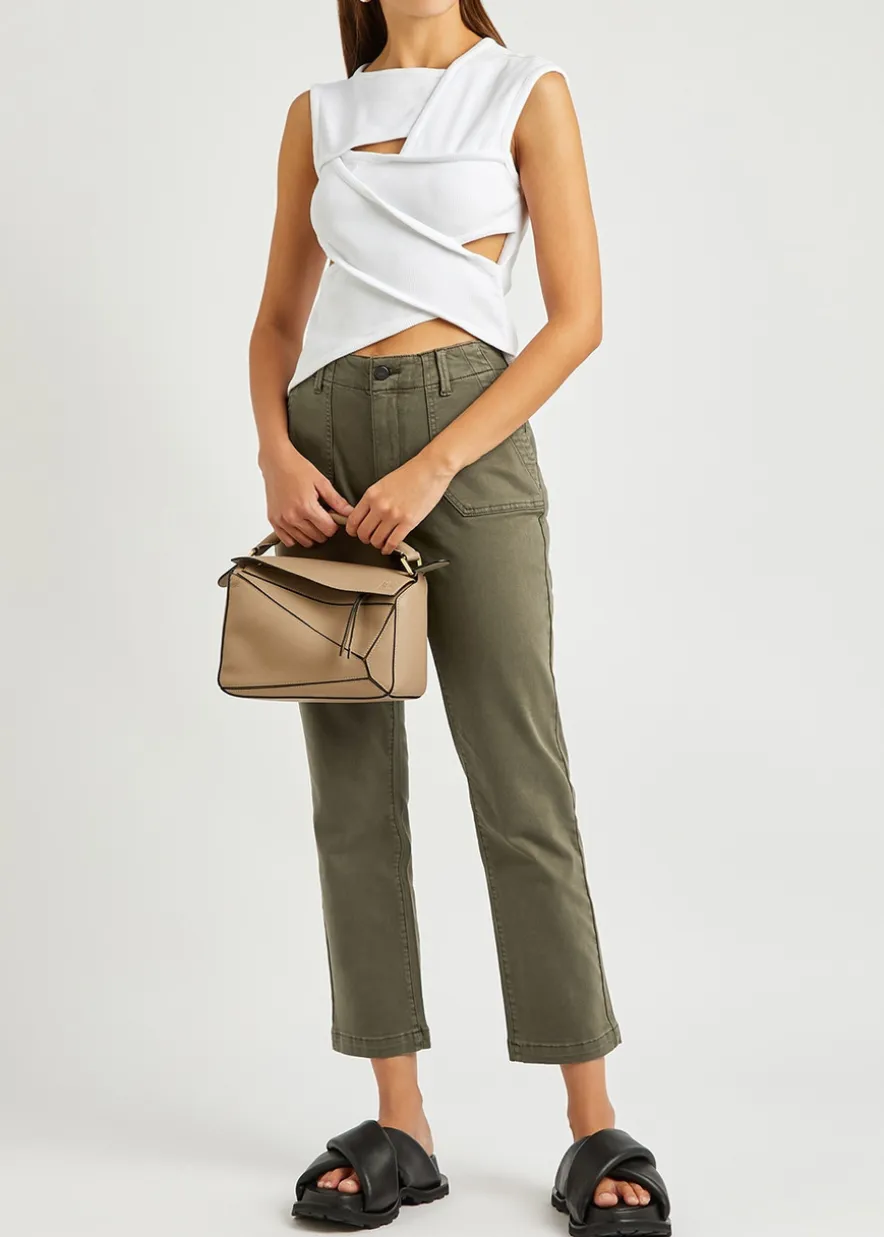 Mayslie green straight-leg tapered jeans