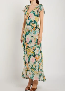 Meadow floral-print silk midi dress