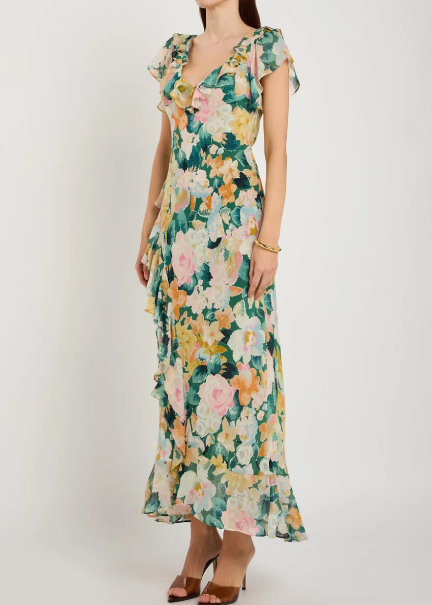 Meadow floral-print silk midi dress