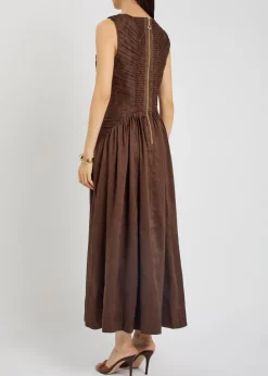 Medea pleated linen-blend maxi dress