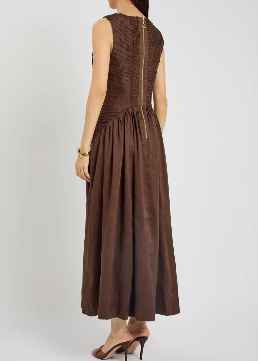 Medea pleated linen-blend maxi dress