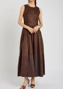 Medea pleated linen-blend maxi dress