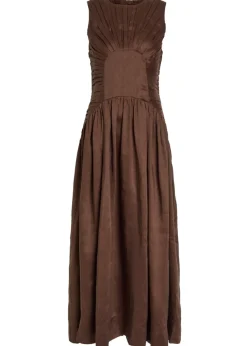 Medea pleated linen-blend maxi dress