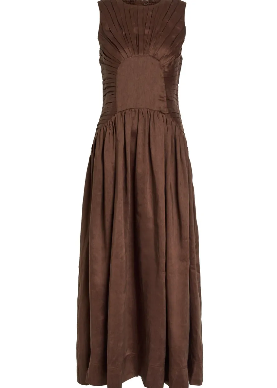Medea pleated linen-blend maxi dress
