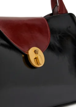 Medium glossed leather shoulder bag