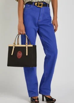 Medium logo-appliquéd leather and canvas tote