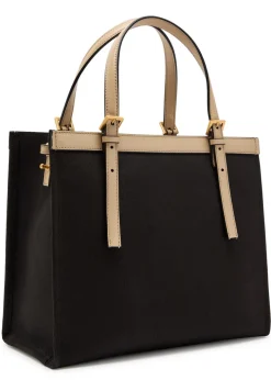 Medium logo-appliquéd leather and canvas tote