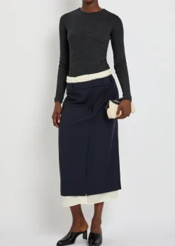 Melange-knit long-sleeve wool top