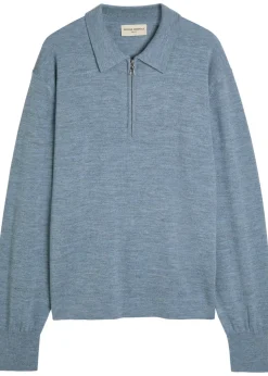 Melange merino wool polo jumper