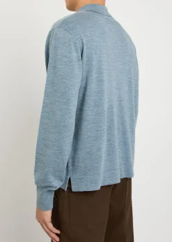 Melange merino wool polo jumper