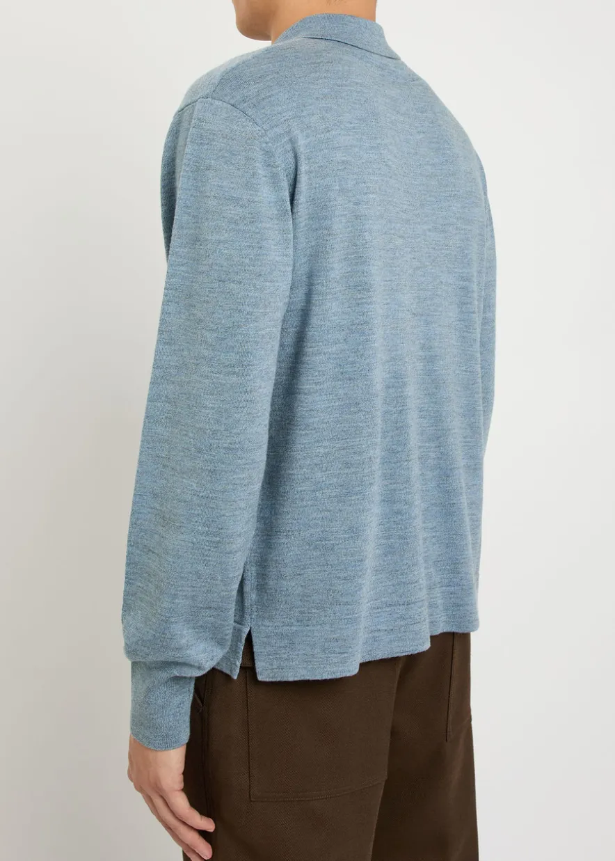 Melange merino wool polo jumper
