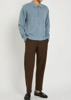Melange merino wool polo jumper