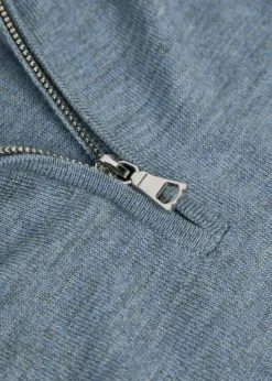 Melange merino wool polo jumper