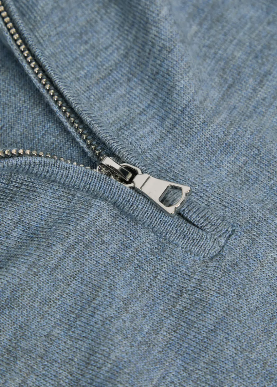 Melange merino wool polo jumper