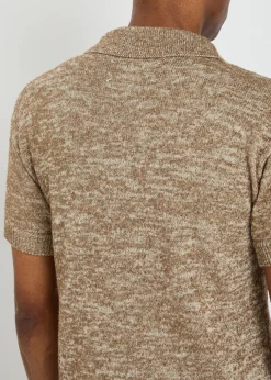 Melangé-knit cotton-blend polo shirt