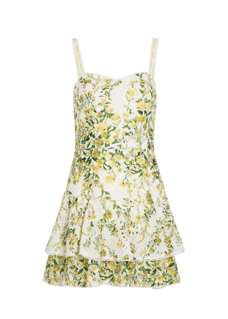 Meredith floral-embroidered cotton mini dress