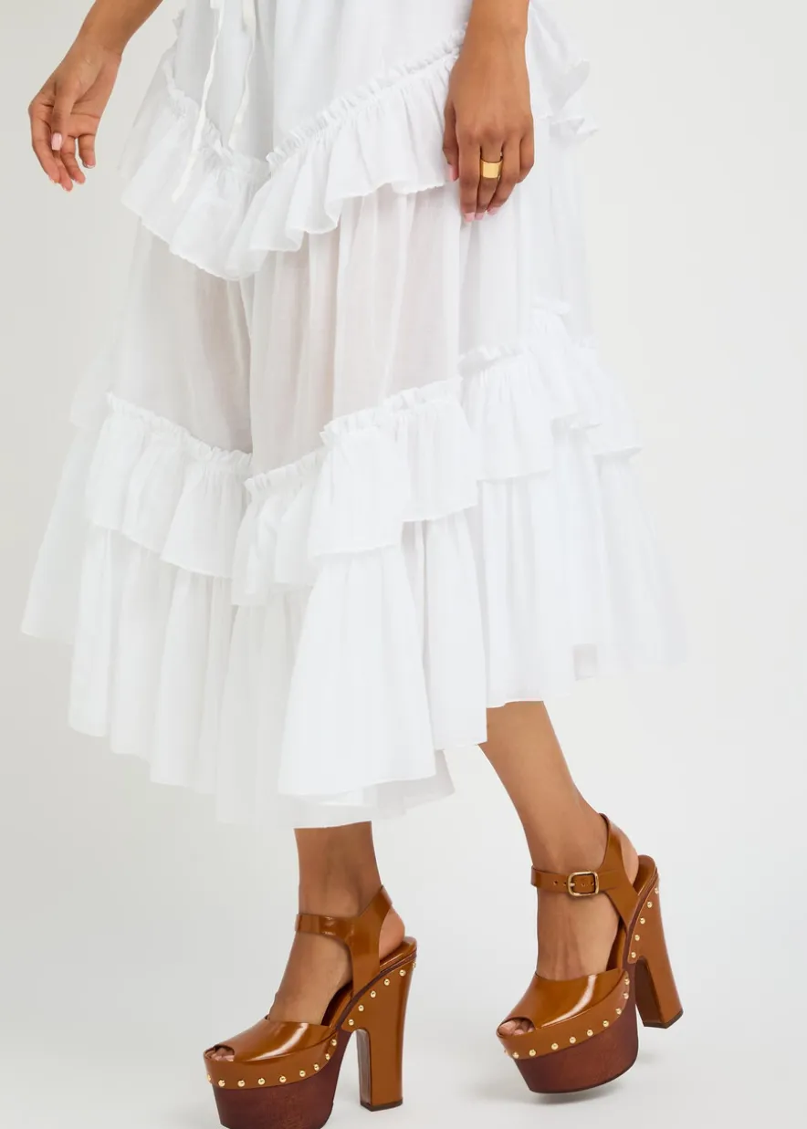 Meret 115 wood and glossed leather platform clogs