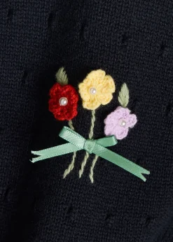 Merinda floral-appliquéd wool cardigan