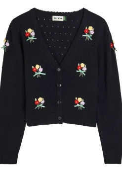 Merinda floral-appliquéd wool cardigan