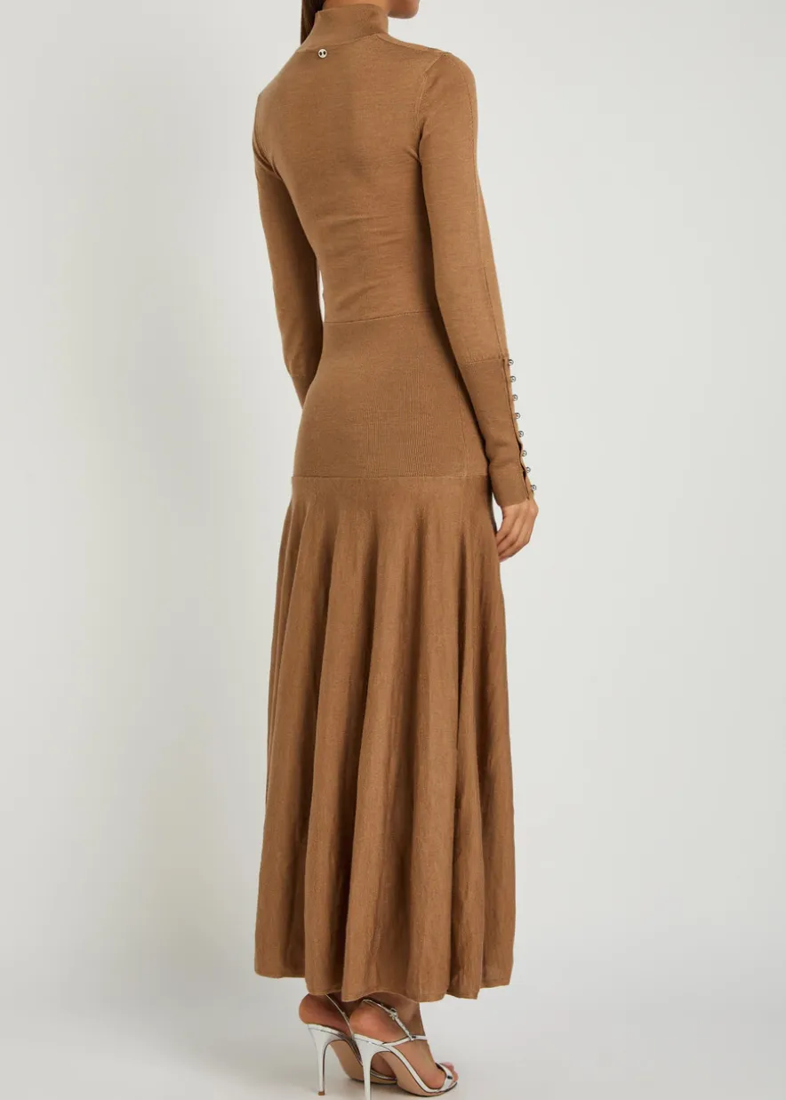 Merino and silk-blend midi dress