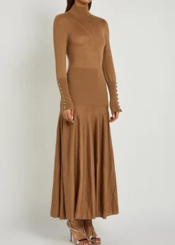 Merino and silk-blend midi dress