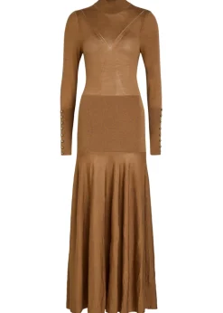 Merino and silk-blend midi dress