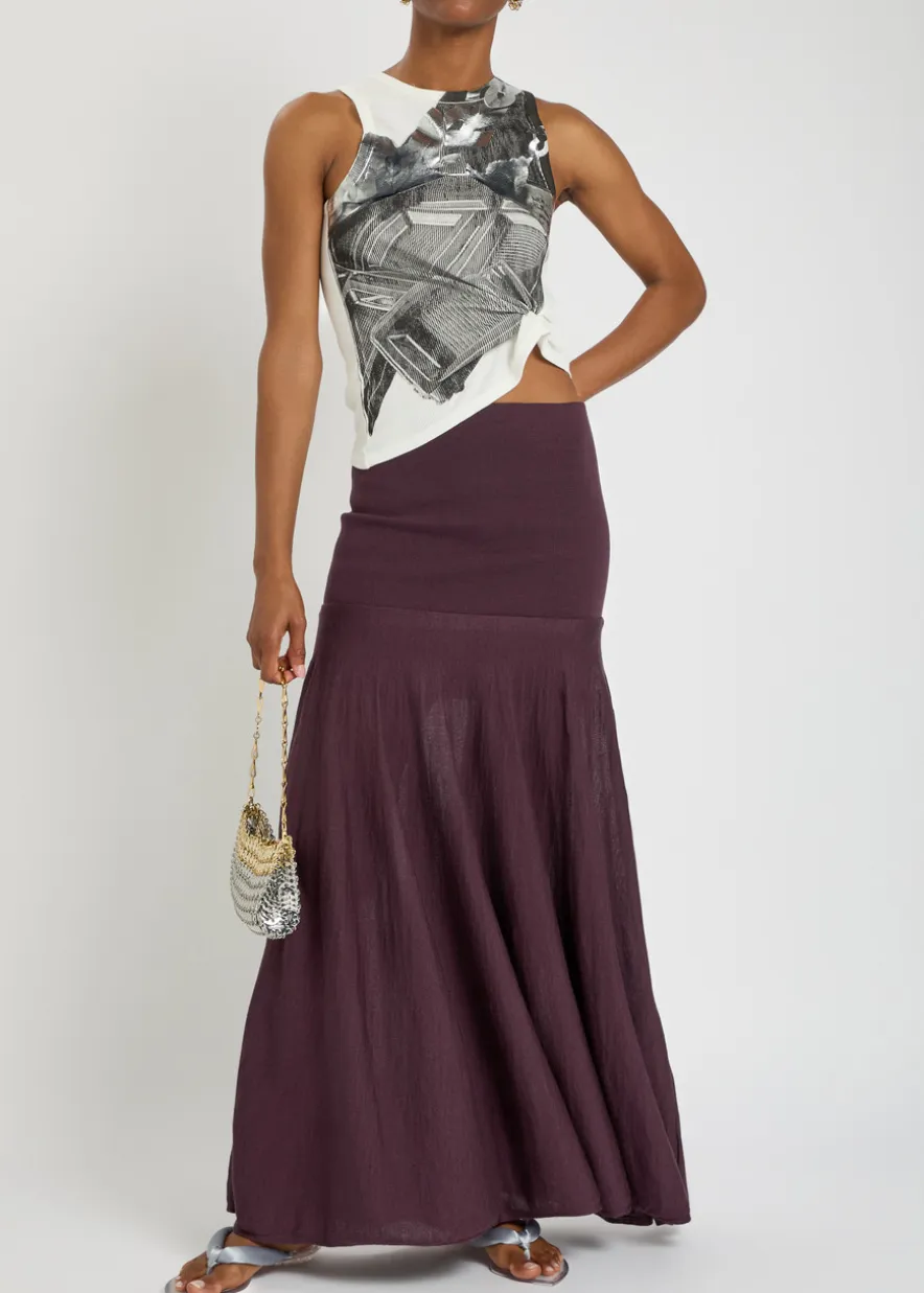 Merino wool and silk-blend maxi skirt