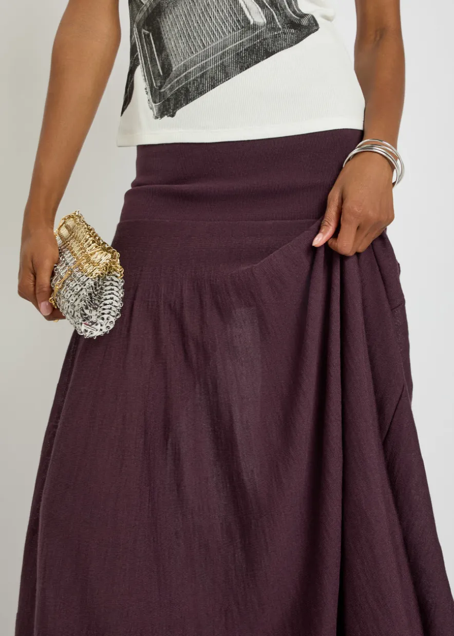 Merino wool and silk-blend maxi skirt