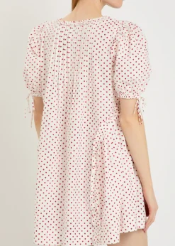 Meri polka-dot ruffled cotton-poplin mini dress