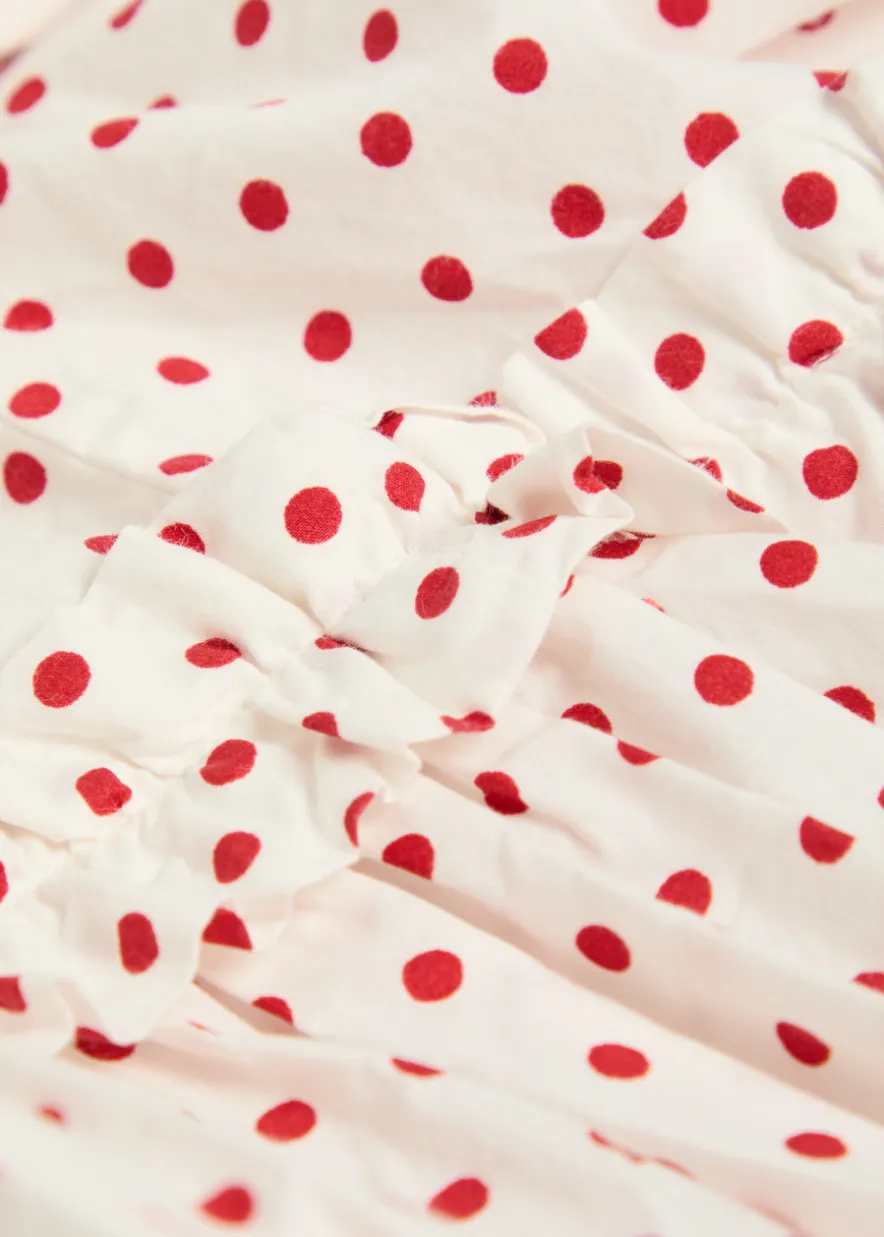 Meri polka-dot ruffled cotton-poplin mini dress