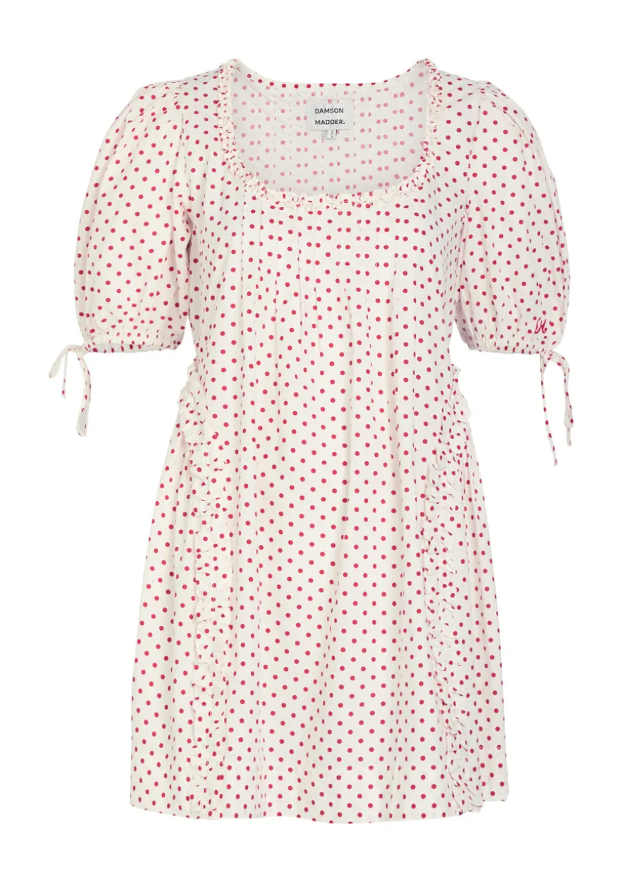 Meri polka-dot ruffled cotton-poplin mini dress